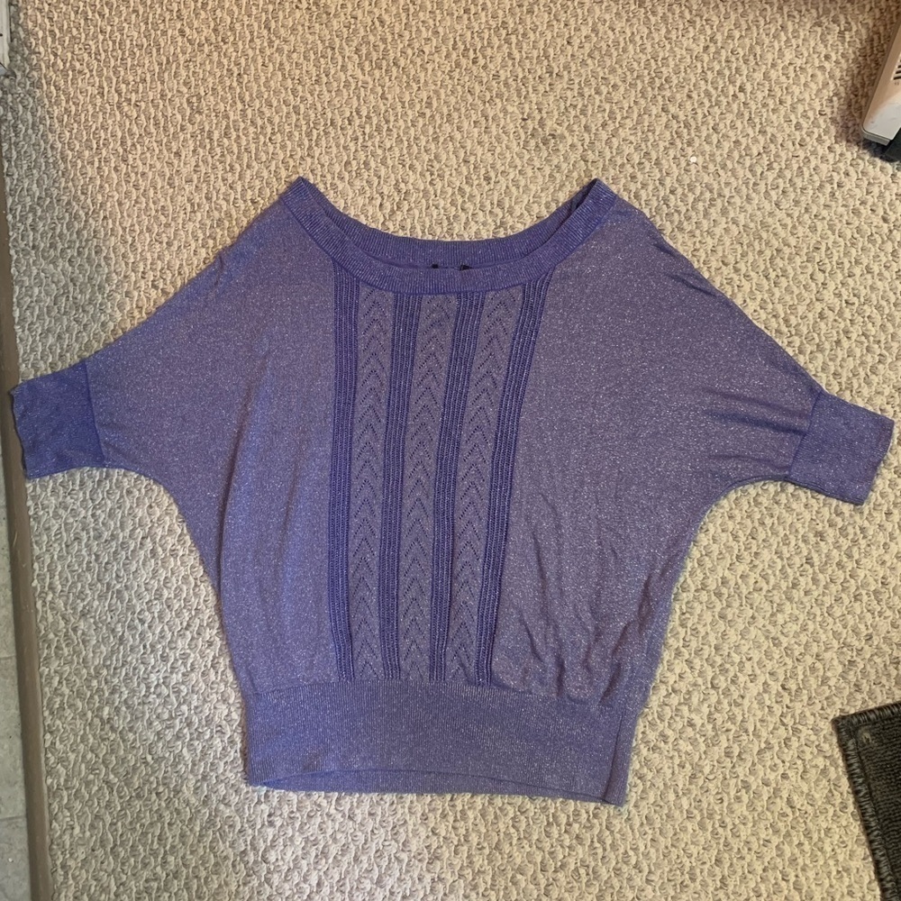 Sparkly purple (with silver threads) Guess top